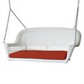 Jeco Jeco W00206S-B-FS018 White Wicker Porch Swing With Red Cushion W00206S-B-FS018